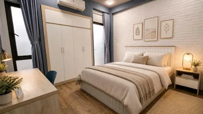 발코니와 도시 전망이 있는 침실 1개 아파트 — JOY APARTMENT TAY HO